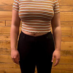 Multi Color Lettuce hem cropped top